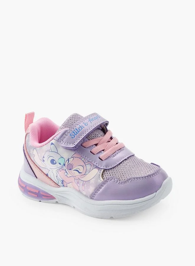 ديزني Disney Girls Stitch and Angel Print Light-Up Ankle Sneakers