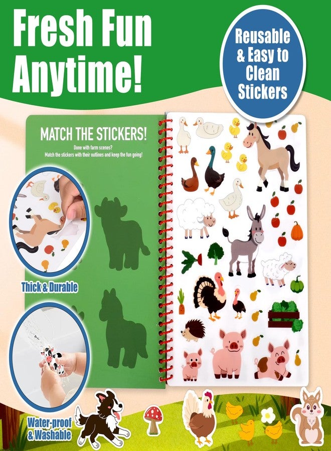 Cosomia Jelly Sticker Book for Kids 2-4, Waterproof Reusable Sticker Book for Toddlers, Easy to Clean Road Trip Activities, Easter Basket Stuffers & Easter Gifts for Toddlers (Farm) - Image 4