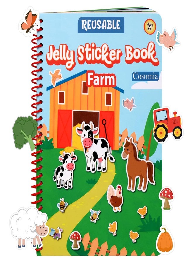 Cosomia Jelly Sticker Book for Kids 2-4, Waterproof Reusable Sticker Book for Toddlers, Easy to Clean Road Trip Activities, Easter Basket Stuffers & Easter Gifts for Toddlers (Farm) - Image 1