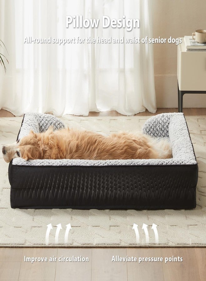 LEXTRO Orthopedic Dog Bed for Large Dogs, Egg Crate Foam Bed for Large Dogs, Equipped with Removable Waterproof Pillow Cover and Anti-Slip Bottom, Pet Bed - Image 3