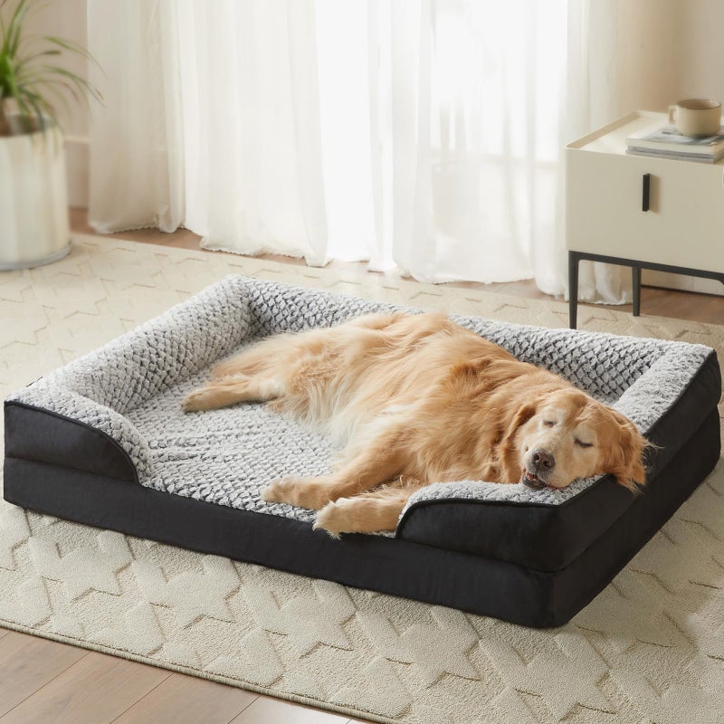 LEXTRO Orthopedic Dog Bed for Large Dogs, Egg Crate Foam Bed for Large Dogs, Equipped with Removable Waterproof Pillow Cover and Anti-Slip Bottom, Pet Bed - Image 1
