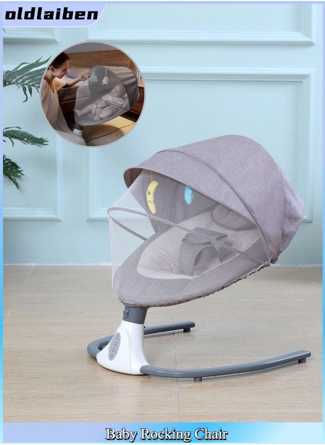 oldlaiben Electric Baby Swings for Infants to Toddler Baby Swing with 3-Speed 3-Seat Positions 3-Point Carabiner,with Bluetooth Music 12-Preset Melodies（Grey）  - Image 1