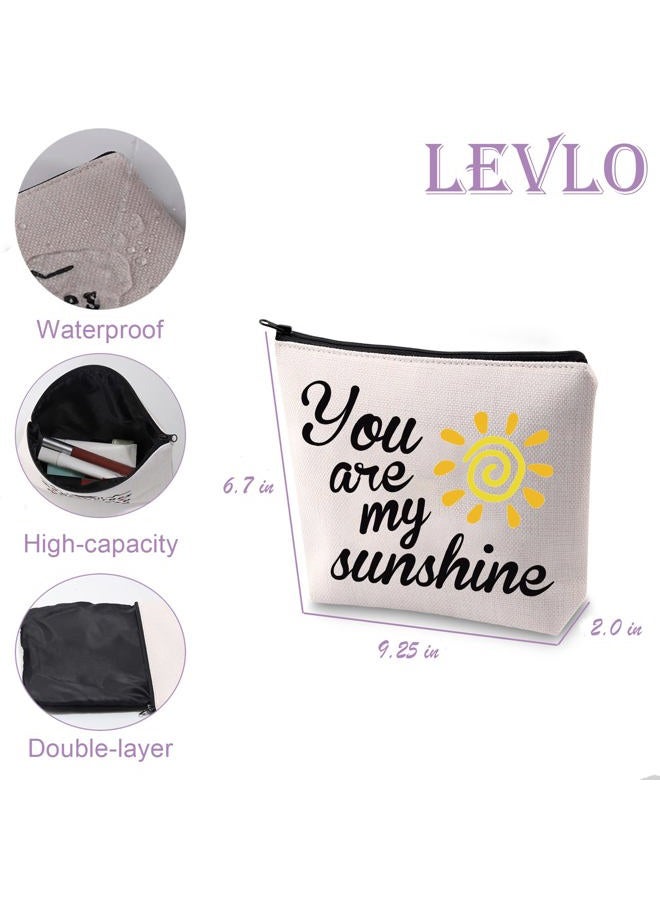 LEVLO Sunshine Makeup Bag You Are My Sunshine Makeup Bag Sunshine Zipper Bag Gift For Her (You are my sunshine) - Image 2