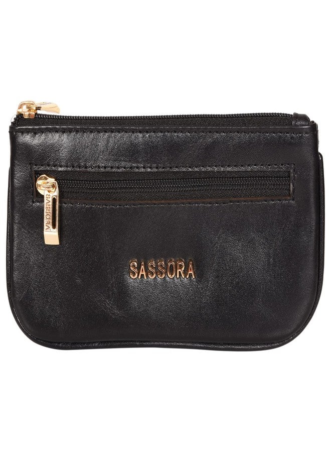 Sassora Genuine Leather Key Case with Zipper & External Pocket | Compact Holder for Car, Bike & Home Keys | for Men & Women - Image 1