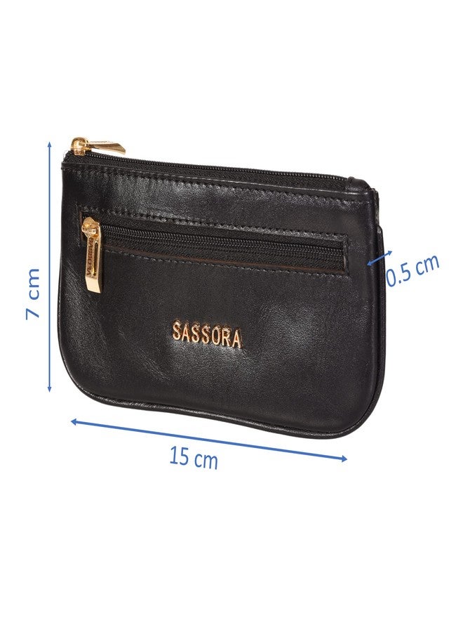 Sassora Genuine Leather Key Case with Zipper & External Pocket | Compact Holder for Car, Bike & Home Keys | for Men & Women - Image 5