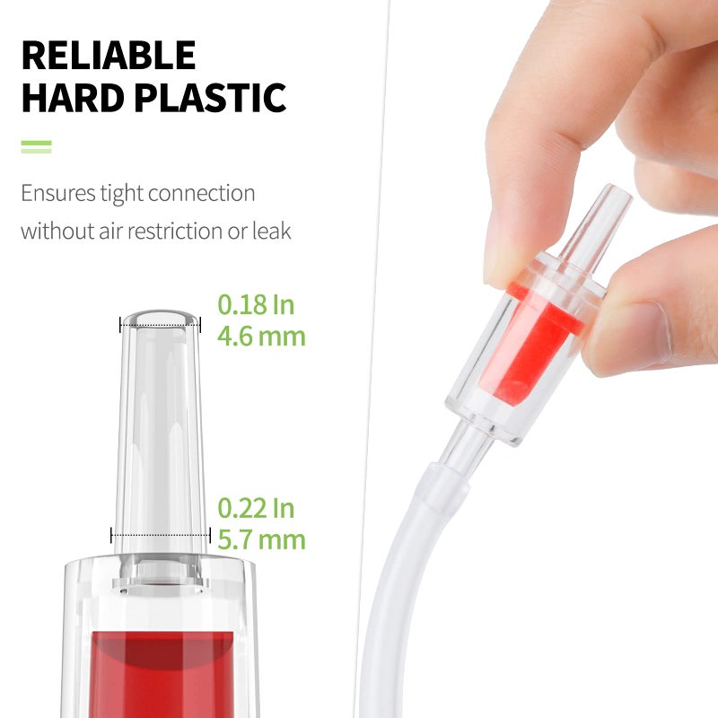 Pawfly 10 PCS Aquarium Check Valves for Common Air Pumps Red Plastic 1-Way Non-Return Valves Pump Protectors for Standard 3/16 Inch Airline Tubing Fish Tank Accessories for Aeration Setup - Image 5