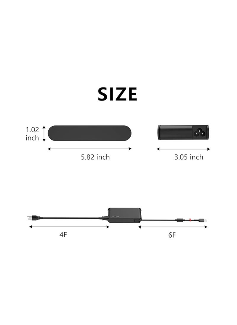 Generic - 170W Power Adapter for Lenovo ThinkPad P16V, Y7000P, Y9000K, P70, P73 – Compatible with 20V 8.5A 170W, 11mm Square Tip - Image 1