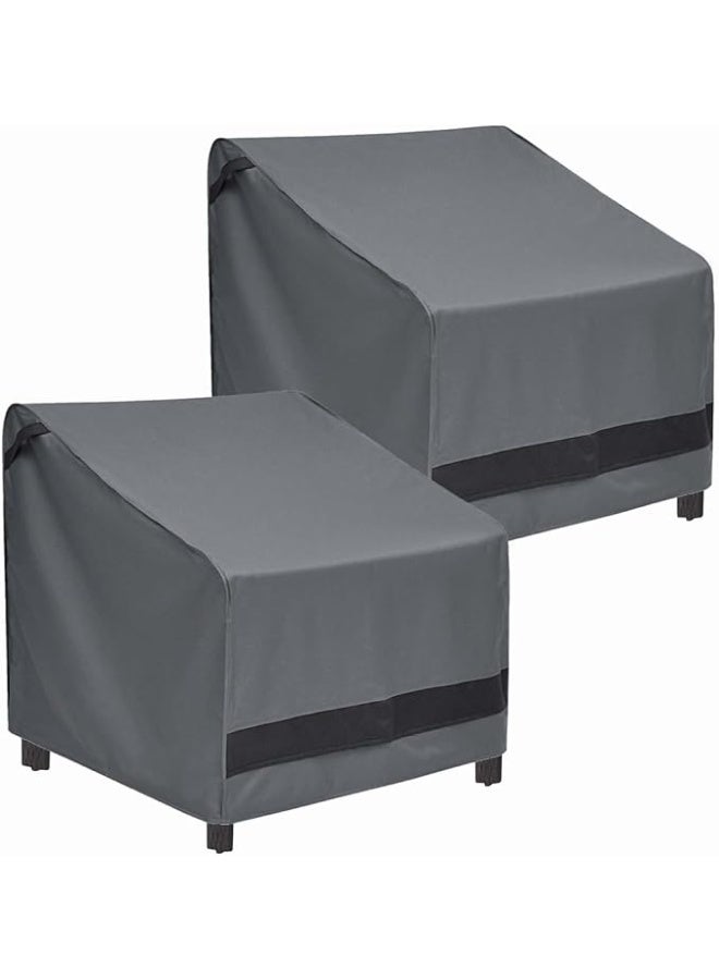 Patio Chair Covers Waterproof Outdoor Furniture Chair Covers 600D Heavy Duty Fit as Lawn Lounge Deep Seat(2 Pack,Grey, Median) - Image 1