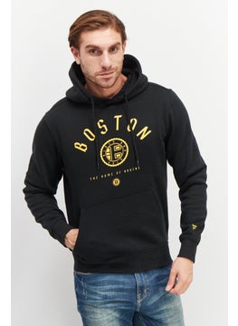 Men Sportswear Fit Hooded Long Sleeve Sweatshirt, Black