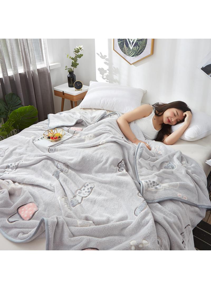 Bluejw 1-Piece Mushroom Pattern Interesting Cozy Blanket Air Conditioning Blanket - Image 2