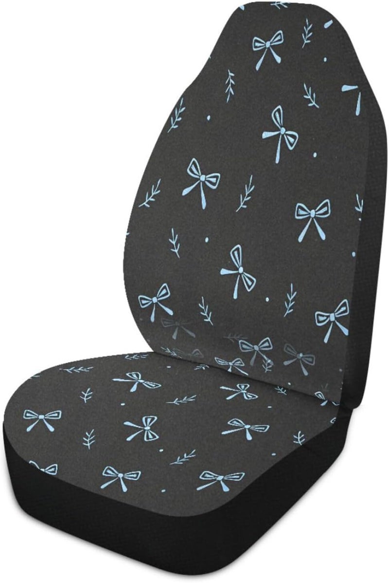 أغطية مقاعد السيارات Kigai Black Blue Bows العالمية سهلة التركيب، لمقاعد السيارات السيدان والميني فان والSUV، قابلة للغسيل في الآلة (حزمة واحدة) - Image 1