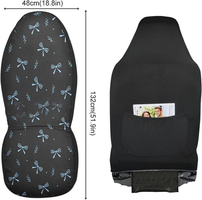 أغطية مقاعد السيارات Kigai Black Blue Bows العالمية سهلة التركيب، لمقاعد السيارات السيدان والميني فان والSUV، قابلة للغسيل في الآلة (حزمة واحدة) - Image 2