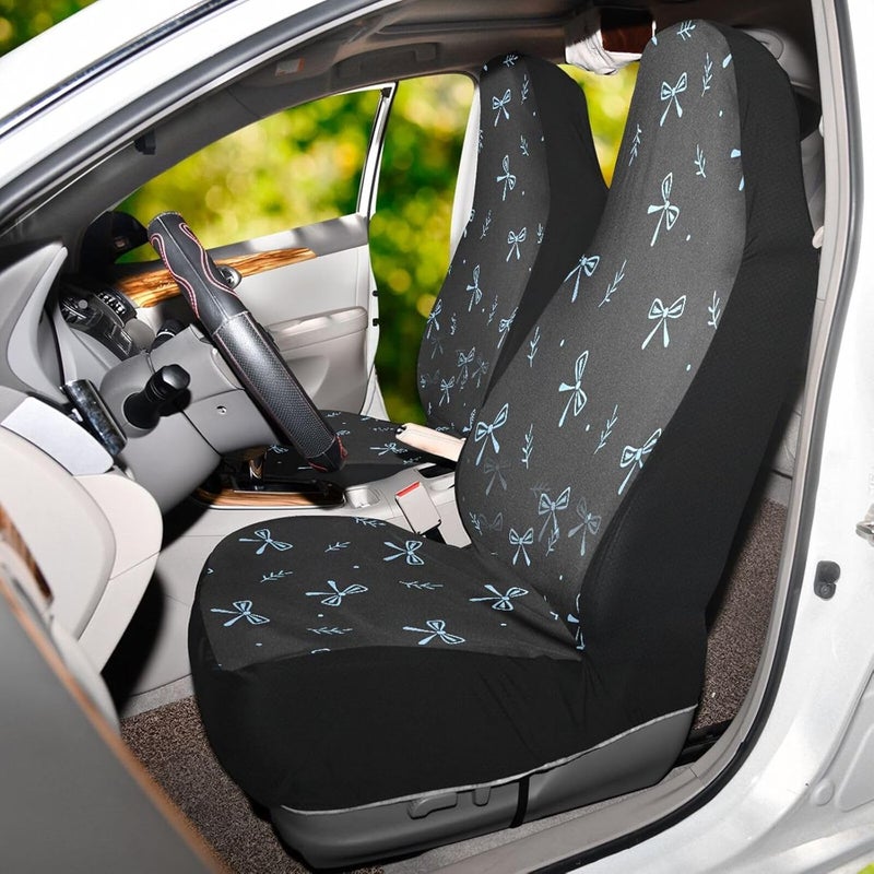 أغطية مقاعد السيارات Kigai Black Blue Bows العالمية سهلة التركيب، لمقاعد السيارات السيدان والميني فان والSUV، قابلة للغسيل في الآلة (حزمة واحدة) - Image 5