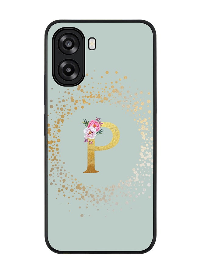 Stylizedd For Oppo A6t 5G / A6t 4G Case,Slim fit Camera Protection, Shockproof Thin Phone cover  - Custom Monogram Floral - P  (Light Grey ) - Image 1