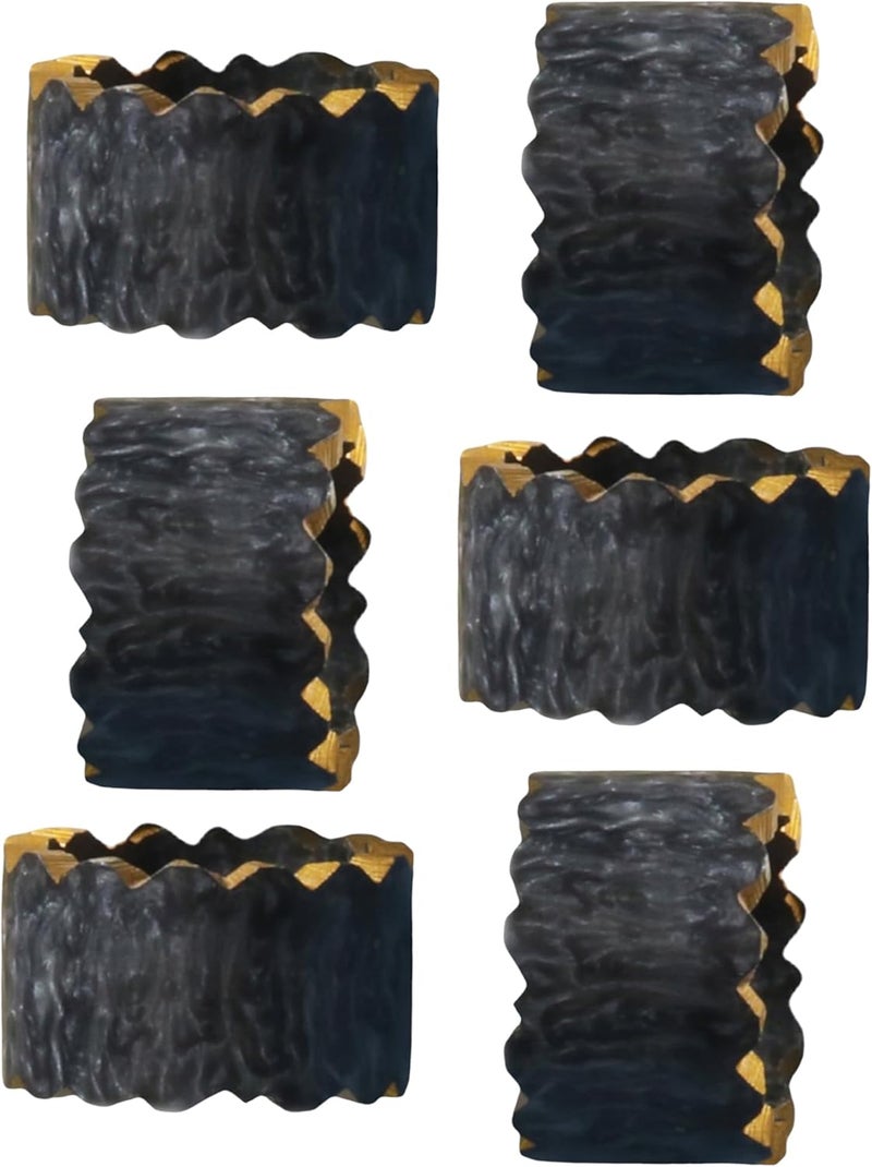 CLEENTABLE Epoxy Resin Napkin Holders for Cloth Napkins - 6 Pcs Elegant Napkin Holders for Dining Table Decor, Parties, Weddings & Holidays - Modern Tabletop Accessory (Black Gold) - - Image 1