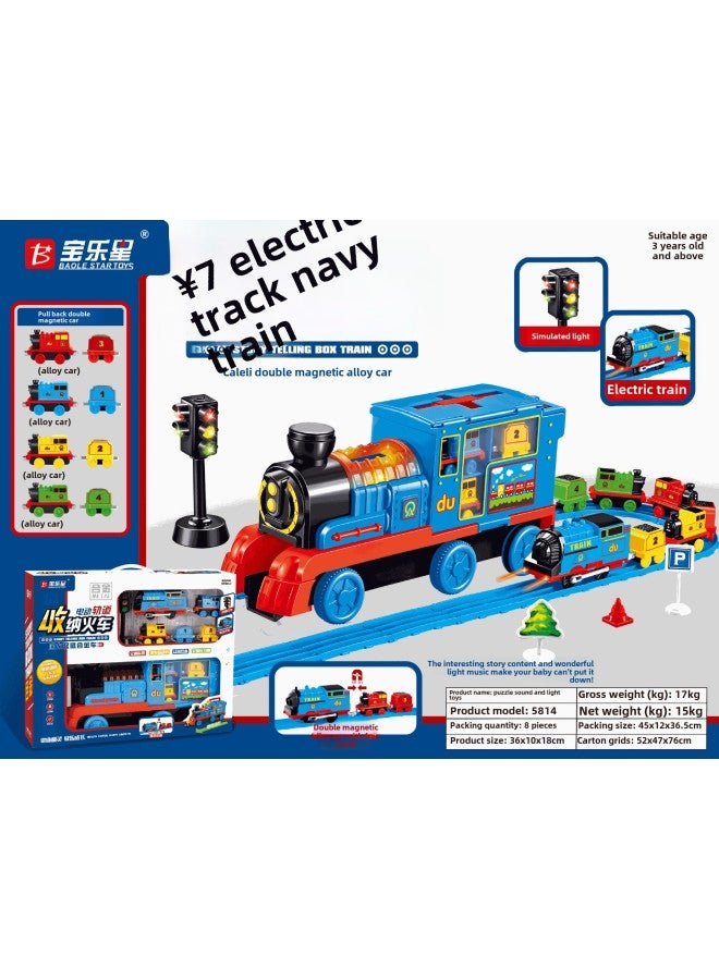 Baolexing Children's Car Toy Children's Toy Car Suit Birthday Gift Huili Car Toy Train-Color:Electric Track Storage Train#5814  - Image 1