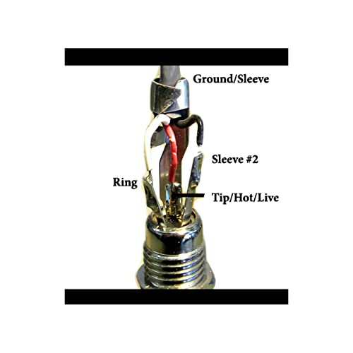 KAISH Stereo Copper Guitar Bass 1/4" Barrel Jack Cylinder Input Output Jacks with 4 Pins Stereo or Mono Jack Black Nickel - Image 4