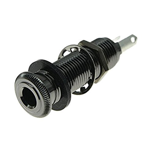 KAISH Stereo Copper Guitar Bass 1/4" Barrel Jack Cylinder Input Output Jacks with 4 Pins Stereo or Mono Jack Black Nickel - Image 1