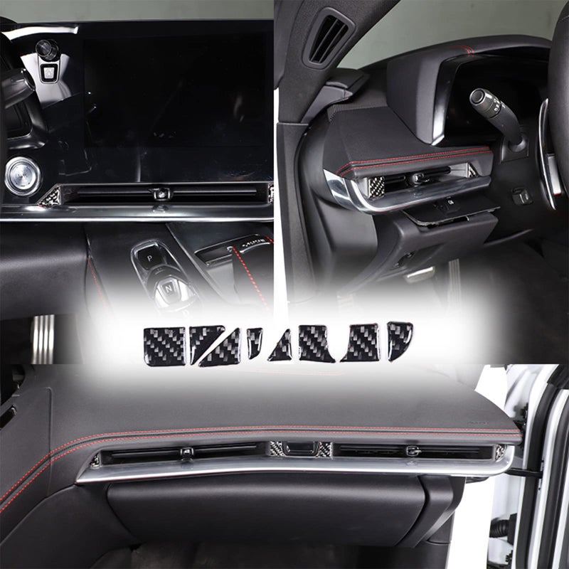 CHEAYAR Soft 3D Real Carbon Fiber Car Air Conditioning Vent Sticker Trim Compatible with Corvette C8 Stingray Z06 Z51 2020 2021 2022 2023 Interior Center Console Kit Black