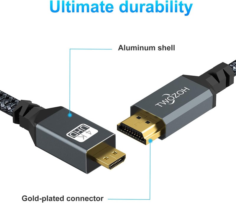 توزوه كابل من نوع Micro HDMI إلى HDMI بطول 10 أقدام، عالي السرعة، يدعم تقنيات 3D و4K بمعدل 60 هرتز ودقة 1080p. - Image 4