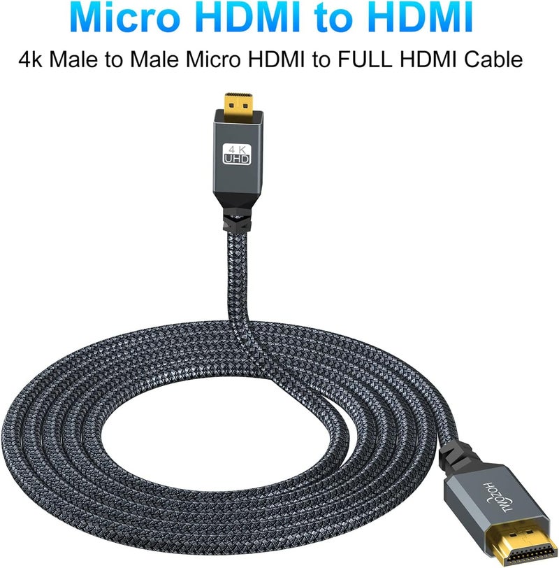 توزوه كابل من نوع Micro HDMI إلى HDMI بطول 10 أقدام، عالي السرعة، يدعم تقنيات 3D و4K بمعدل 60 هرتز ودقة 1080p. - Image 5