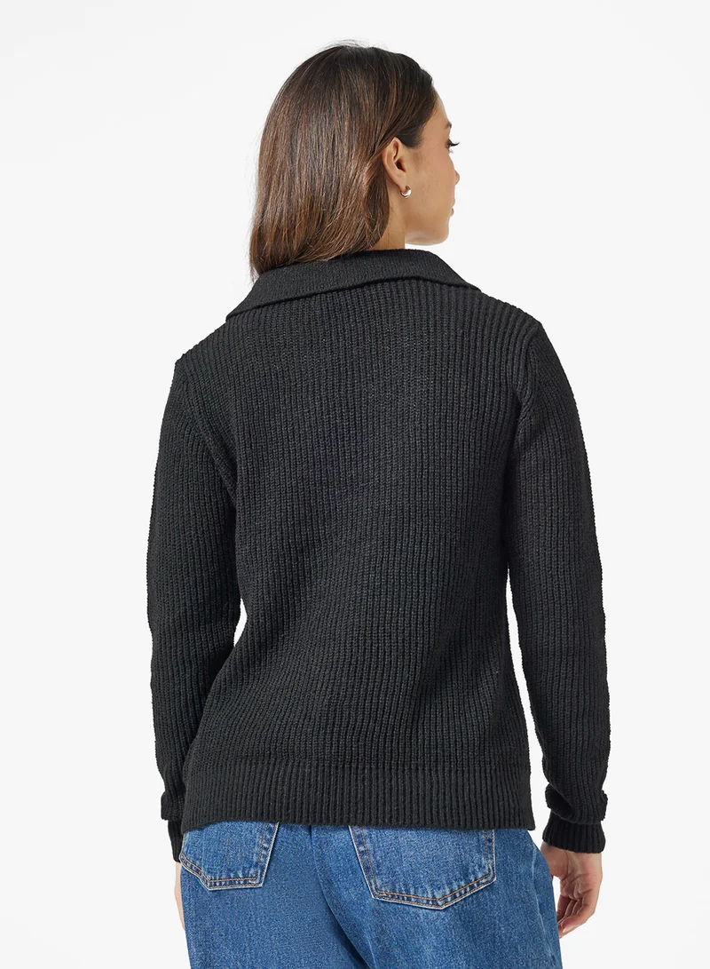 Ginger Polo Neck Fitted Ribbed Sweater