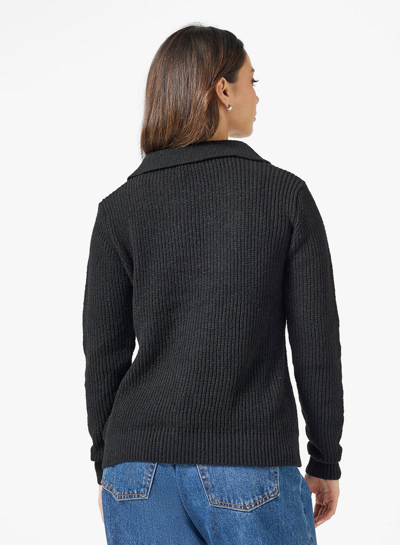 Ginger Polo Neck Fitted Ribbed Sweater - Image 2