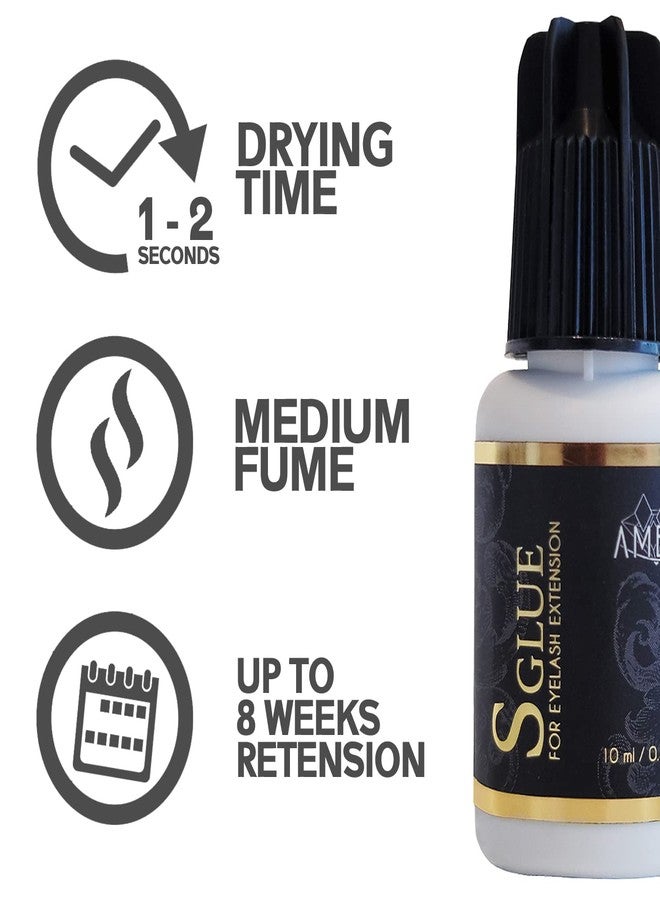 Amber Lash, S Glue 10ml for Professional Eyelash Extension, 1-Second Dry time, Up to 8 Weeks Bonding, Strong Strength, Carbon Black Adhesive for Salon Use, Latex Free and Formaldehyde Free - Image 2