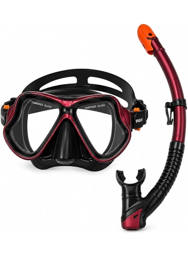 تراك Track Snorkel Set – طقم نظارة غطس وسنوركل بعدسة زجاج مقوى Tempered Glass وأنبوب Dry Top للسباحة والسنوركلينج - Image 1