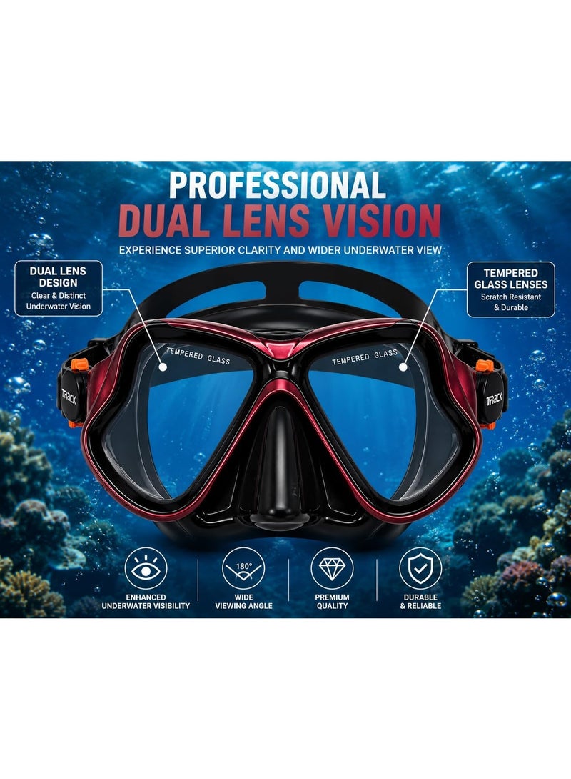 تراك Track Snorkel Set – طقم نظارة غطس وسنوركل بعدسة زجاج مقوى Tempered Glass وأنبوب Dry Top للسباحة والسنوركلينج - Image 5