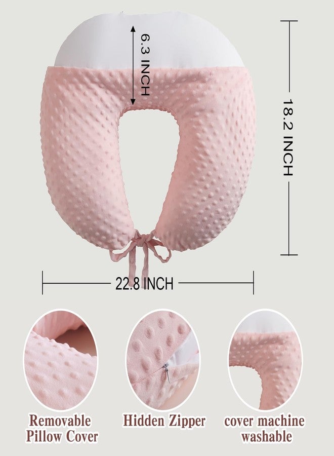 RUSHANPEACE Reading Pillow for Gaming Reading Crochet, U Shaped Arm Support Pillow with Removable Cover Reducing Arching Neck for Adult Reading and Working Sitting on Bed Sofa for Arm Rest (Pink) - Image 4