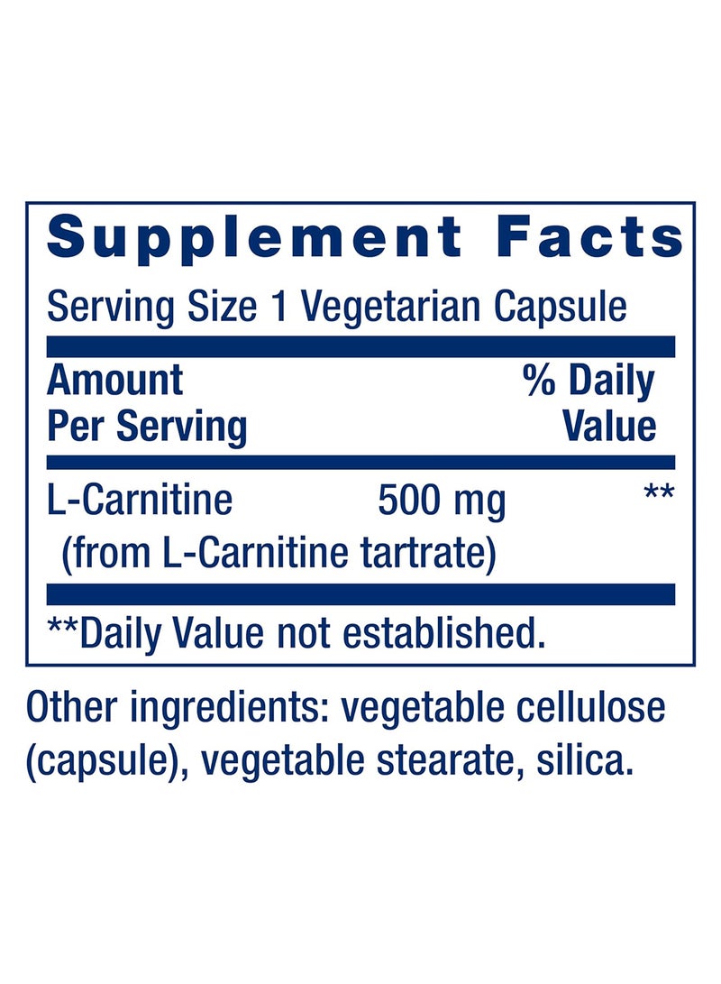 Life Extension الكارنيتين 500 ملغ 30 كبسولة نباتية - Image 3