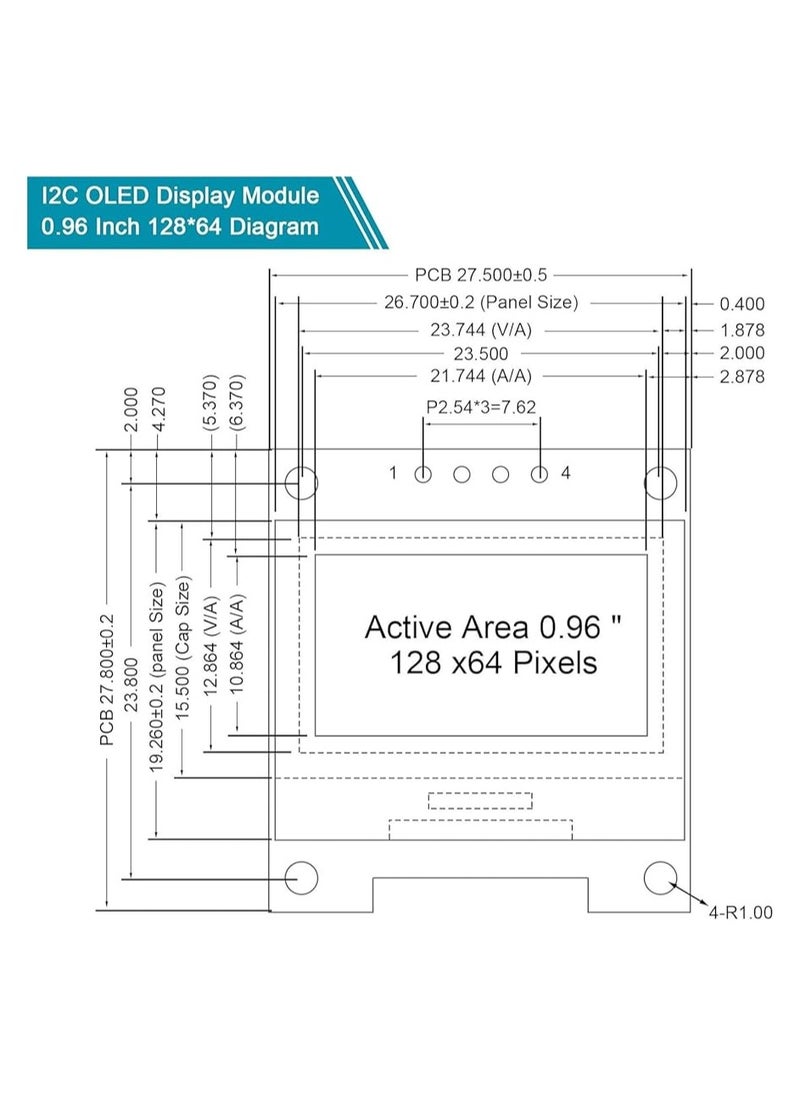 0.96 Inch OLED Module 12864 128x64 Yellow Blue SSD1306 Driver I2C Serial Self -Luminous Display Board for Arduino Raspberry Pi Pico