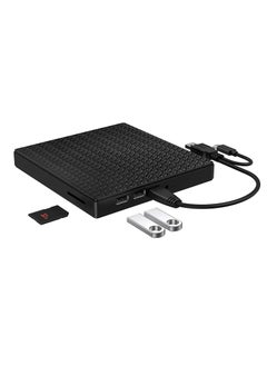External CD DVD Drive, USB 3.0 USB-C CD DVD RW Reader Rewriter with SD TF Card Reader & USB-Stick, Supe rdrive for Laptop PC Windows10/8/7/ Vista/XP/Mac OS and Linux (Black)