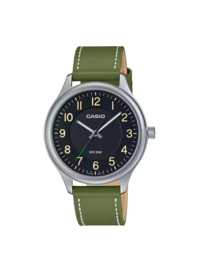 Men's Leather Analog Watch MTP-B160L-1B1VDF - 39 mm