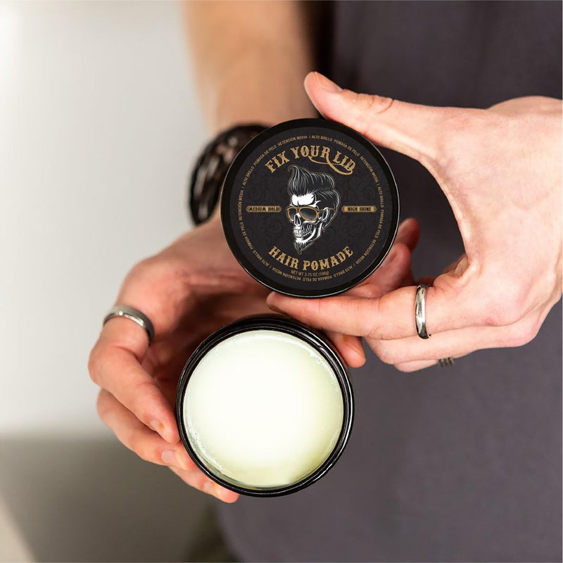 Fix Your Lid Hair Pomade for Men - Water Based Pomade Medium Hold High Shine - Easy to Wash Out - All Hair Types - 3.75oz - Image 5
