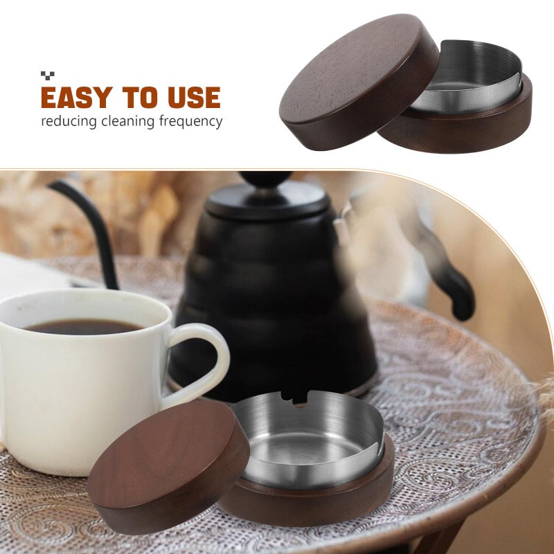 Stainless Steel Smokeless Ashtray Round Cigarette Butt Holder for Home Office Indoor Use - Image 4