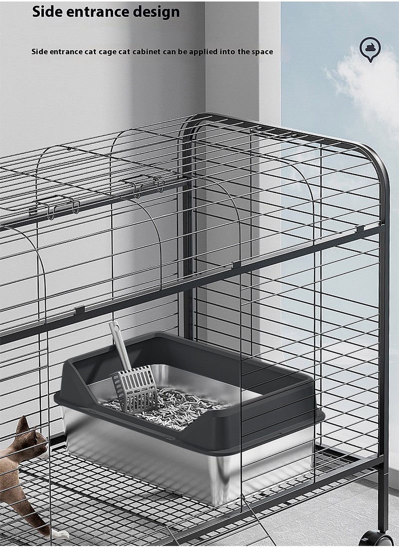 Kidle - Stainless Steel Cat Litter Box Metal Litter Pan Tray with High Wall Semi-Closed Side Door Pet Litter Box - Image 1
