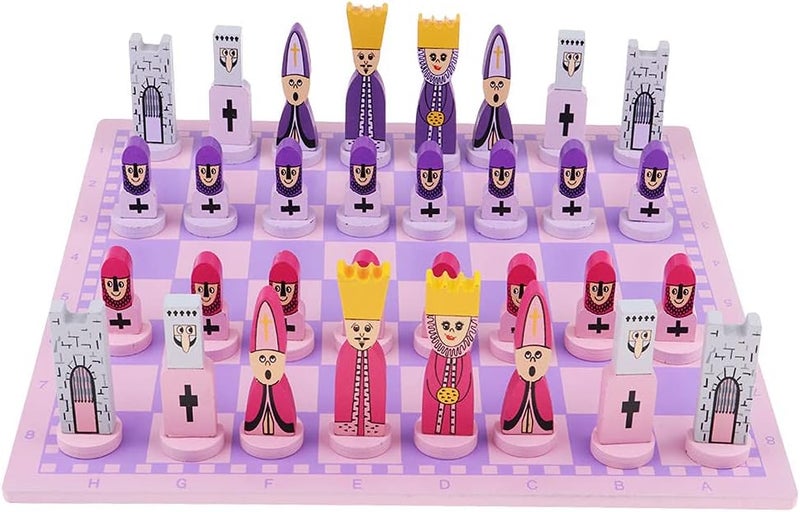 klarako Pink Chess Sets for Adults and Kids with Travel Size Folding Wooden Game Board Handcrafted Wood Chess Pieces - Image 3