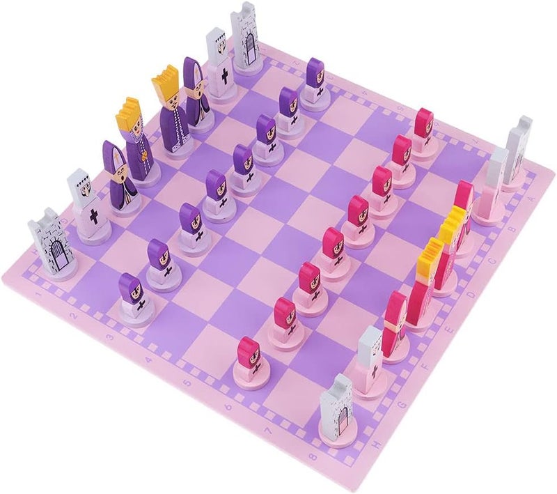 klarako Pink Chess Sets for Adults and Kids with Travel Size Folding Wooden Game Board Handcrafted Wood Chess Pieces - Image 1