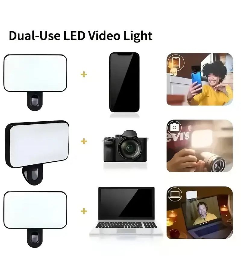 ضوء LED حلقي مع شحن USB، 3 أوضاع إضاءة قابلة للتعديل، مشبك أمامي وخلفي بنمط Go Pro، يناسب الهواتف الذكية والكاميرات وأجهزة اللاب توب والآيباد والكاميرات الرقمية DSLR، متوافق مع آيفون 16 و15 و14 و13 و12 و11 Pro وXs، مناسب لاجتماعات Zoom وتصوير الفيديو المدون، لون أسود، إصدار مطوّر. - Image 1