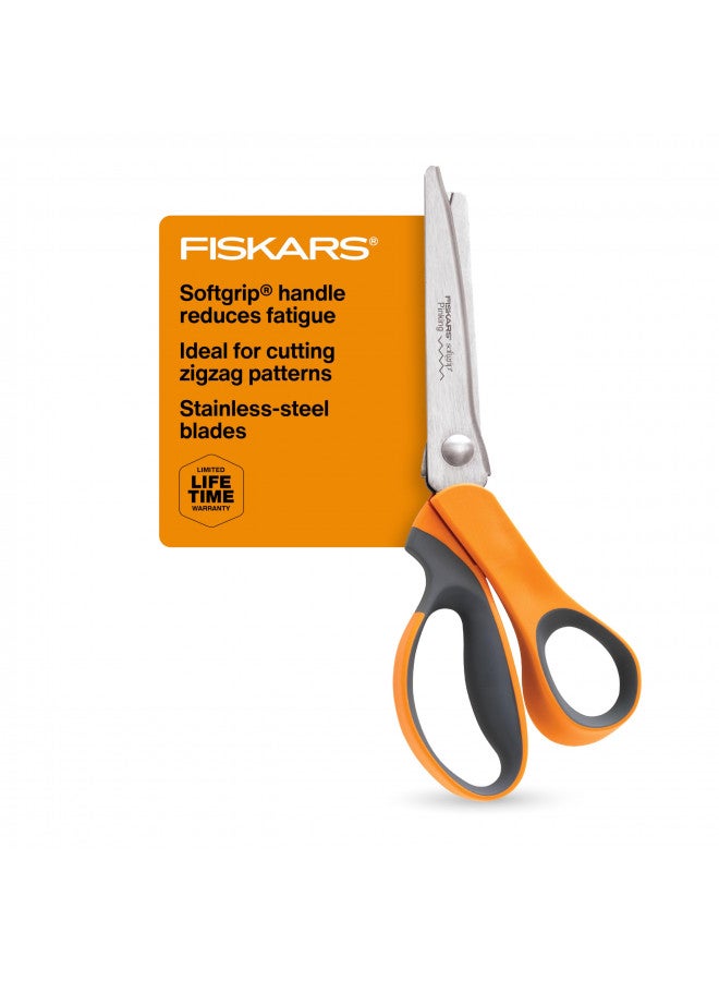 Fiskars SoftGrip Pinking Shears - 8" Fabric Shears with Ergonomic Handle - Orange/Gray - Image 1