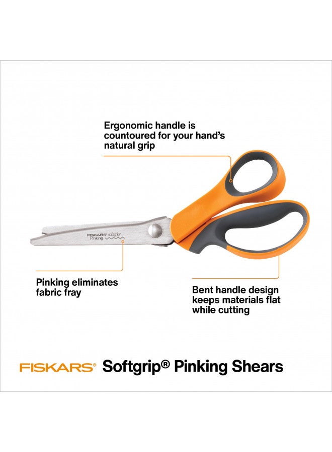 Fiskars SoftGrip Pinking Shears - 8" Fabric Shears with Ergonomic Handle - Orange/Gray - Image 2