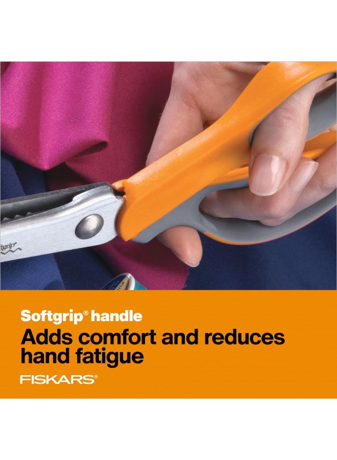 Fiskars SoftGrip Pinking Shears - 8" Fabric Shears with Ergonomic Handle - Orange/Gray - Image 4