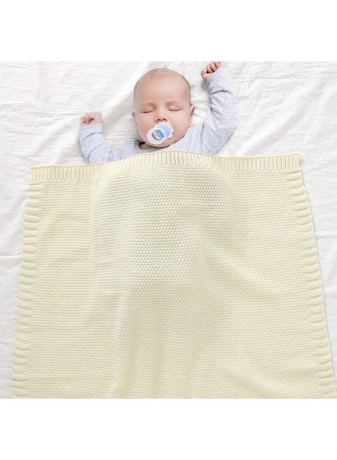 بيوينتي بطانية ناعمة دافئة محبوكة لعربة الأطفال وسرير الأطفال وسلة موسى وبطانيات سفر للأطفال (80×100 سم، أبيض عاجي) - Image 4
