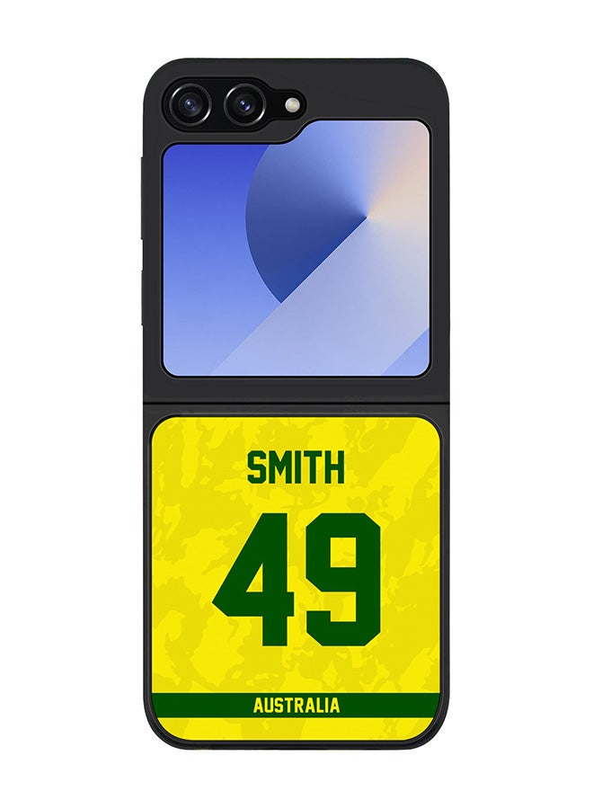 Stylizedd Rugged Black edge case for Samsung Galaxy Z Flip7 FE, Slim fit Soft Case Flexible Anti Drop TPU Gel Thin Cover - Team Australia Steve Smith, Jersey No 49 - Image 1