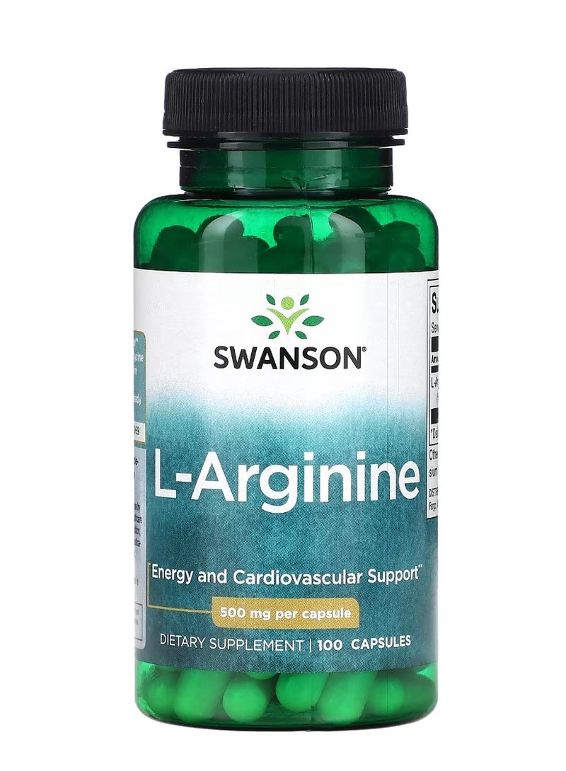 SWANSON L-Arginine 500 mg 100 Capsules - Image 1