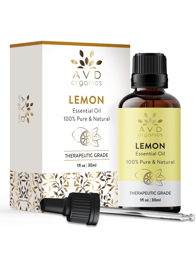 AVD Organics Lemon Essential Oil 30Ml Pure Natural Cold Pressed & Undiluted Use In Aromatherapy Diffusers For Mood Lifting 1 Fl. Oz  - Image 2