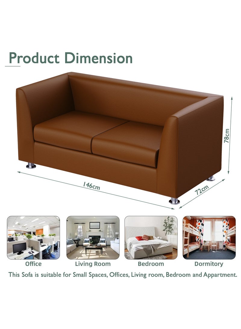 Mahmayi 679 Double Seater PU Sofa - Chocolate Brown - Image 3