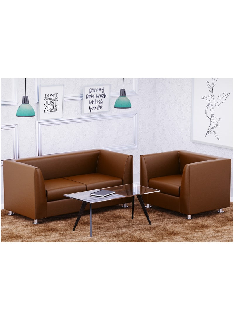Mahmayi 679 Double Seater PU Sofa - Chocolate Brown - Image 4